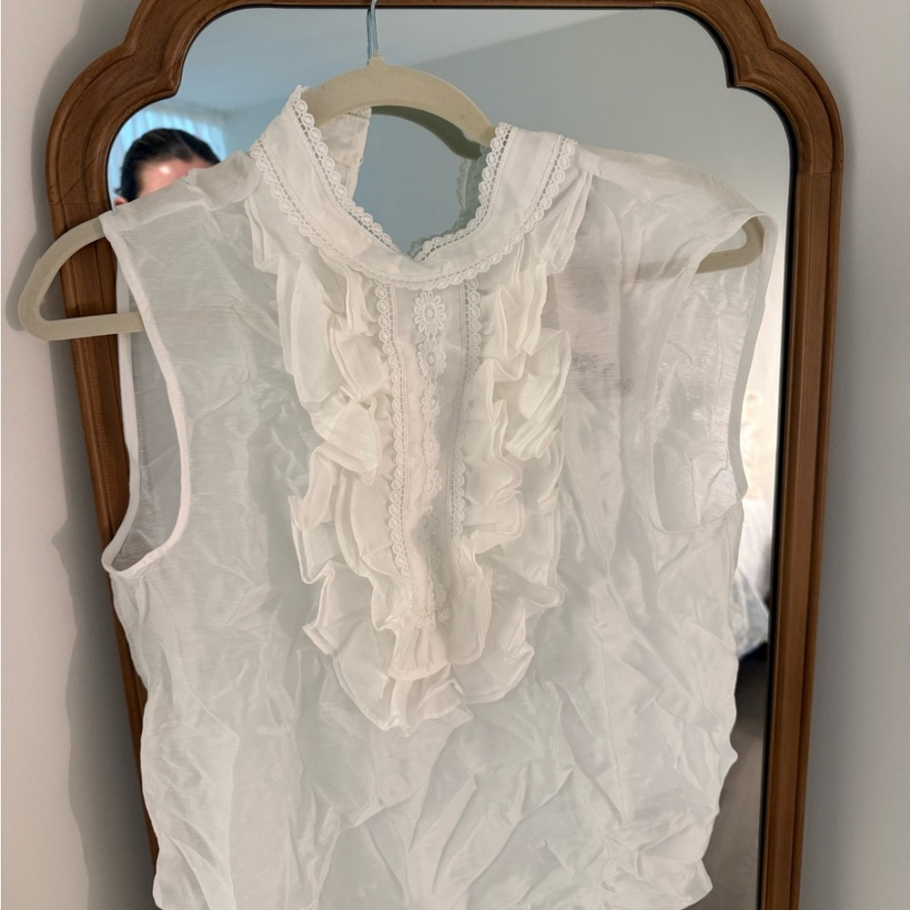 H&M: Elegant White Ruffled Women's Top
